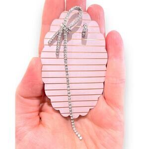 Crystal Bow Dangle Drop Earrings